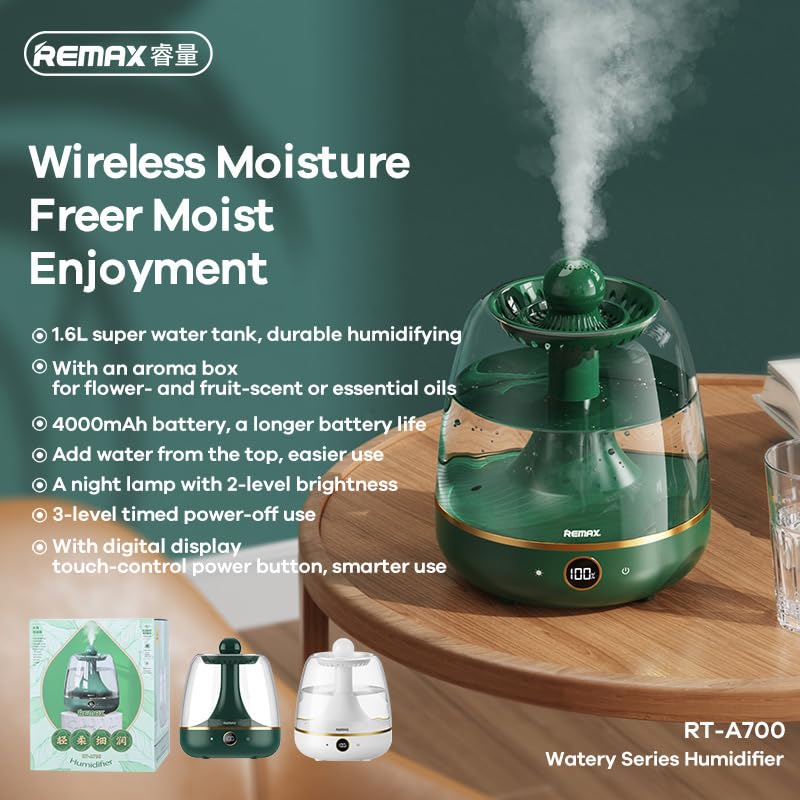Remax 1.6L RT-A700 Watery Series Humidifier White Remax 1.6L RT-A700 Watery Series Humidifier White